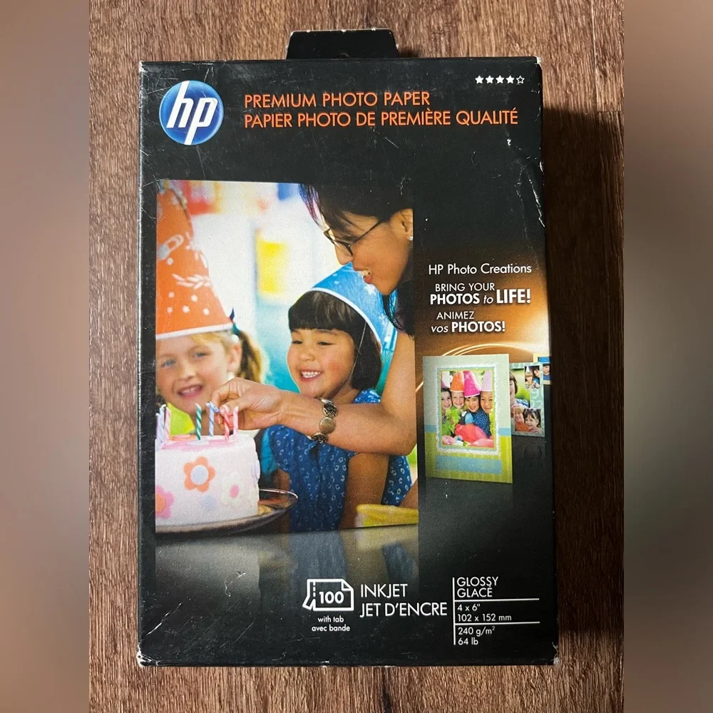 NIB HP Premium Inkjet Photo Paper White High Gloss Inkjet 4x6 100 Sheets